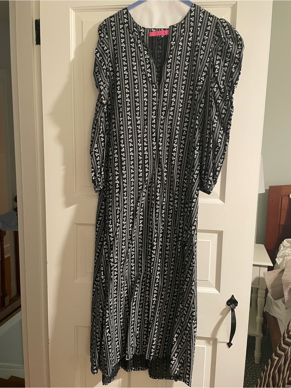 BURU Black & White Floral Women's Midi Dress - Size M